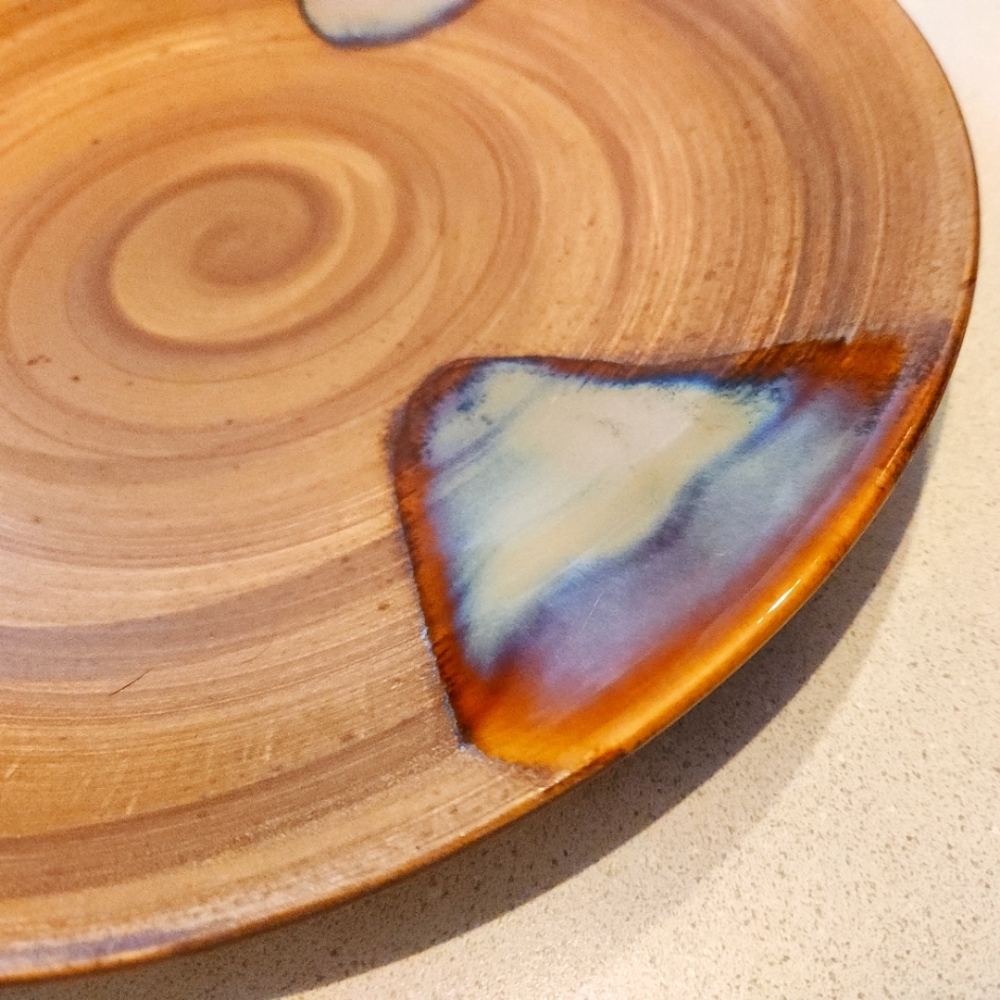 Sango Splash China 4951 Chop Serving Plate 12” Pottery Drip Glaze Stoneware‎